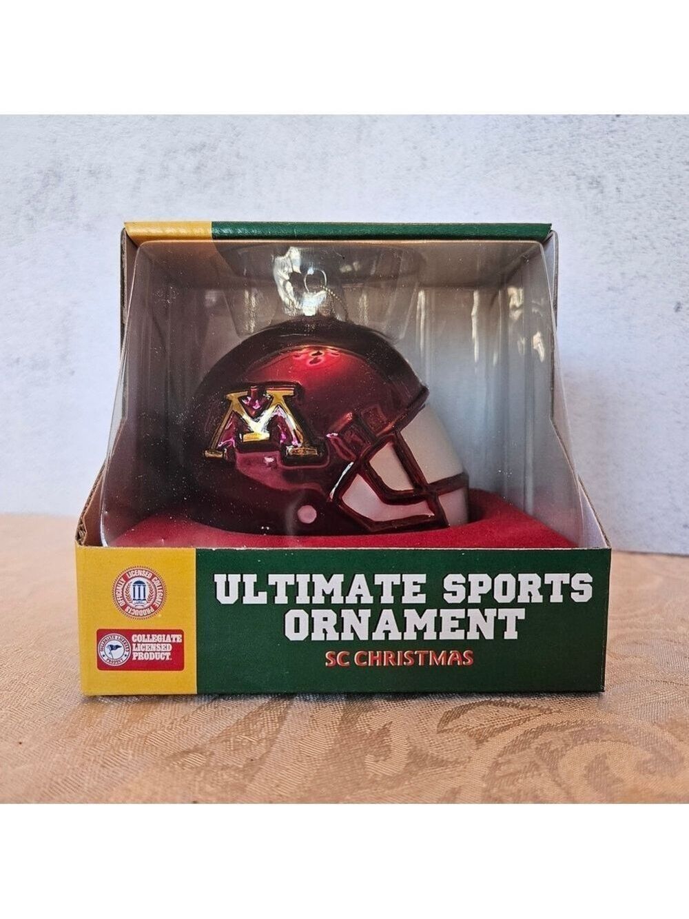 NCAA Minnesota Golden Gophers Team Helmet SC Christmas Blown Glass Ornament NIB